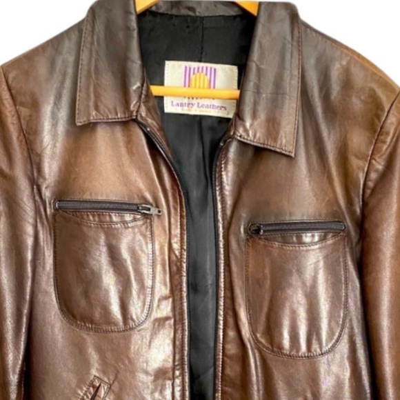 ⌛️Vintage Leather jacket, distressed dark brownw - Picture 10 of 11